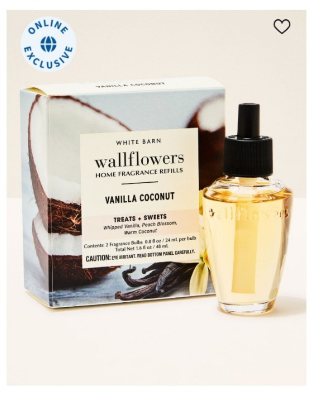 White Barn Vanilla Coconut Wallflowers Refill -🥥🥥